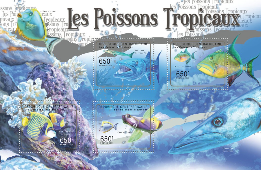 Tropical Fishes. - Issue of Central African republic postage stamps