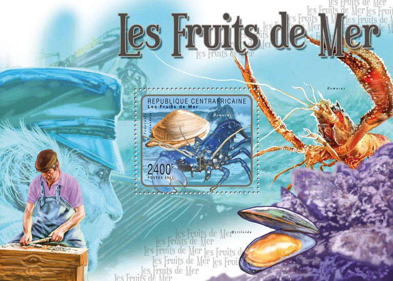 Seafood. - Issue of Central African republic postage stamps