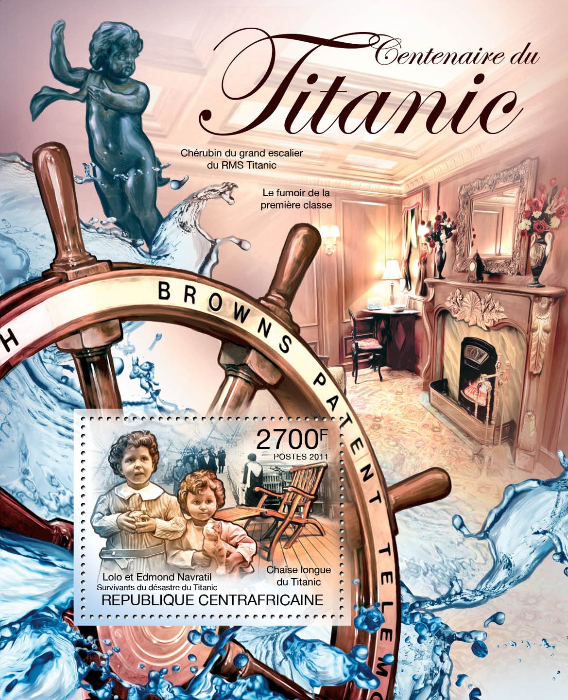 Centenary of Titanic. - Issue of Central African republic postage stamps