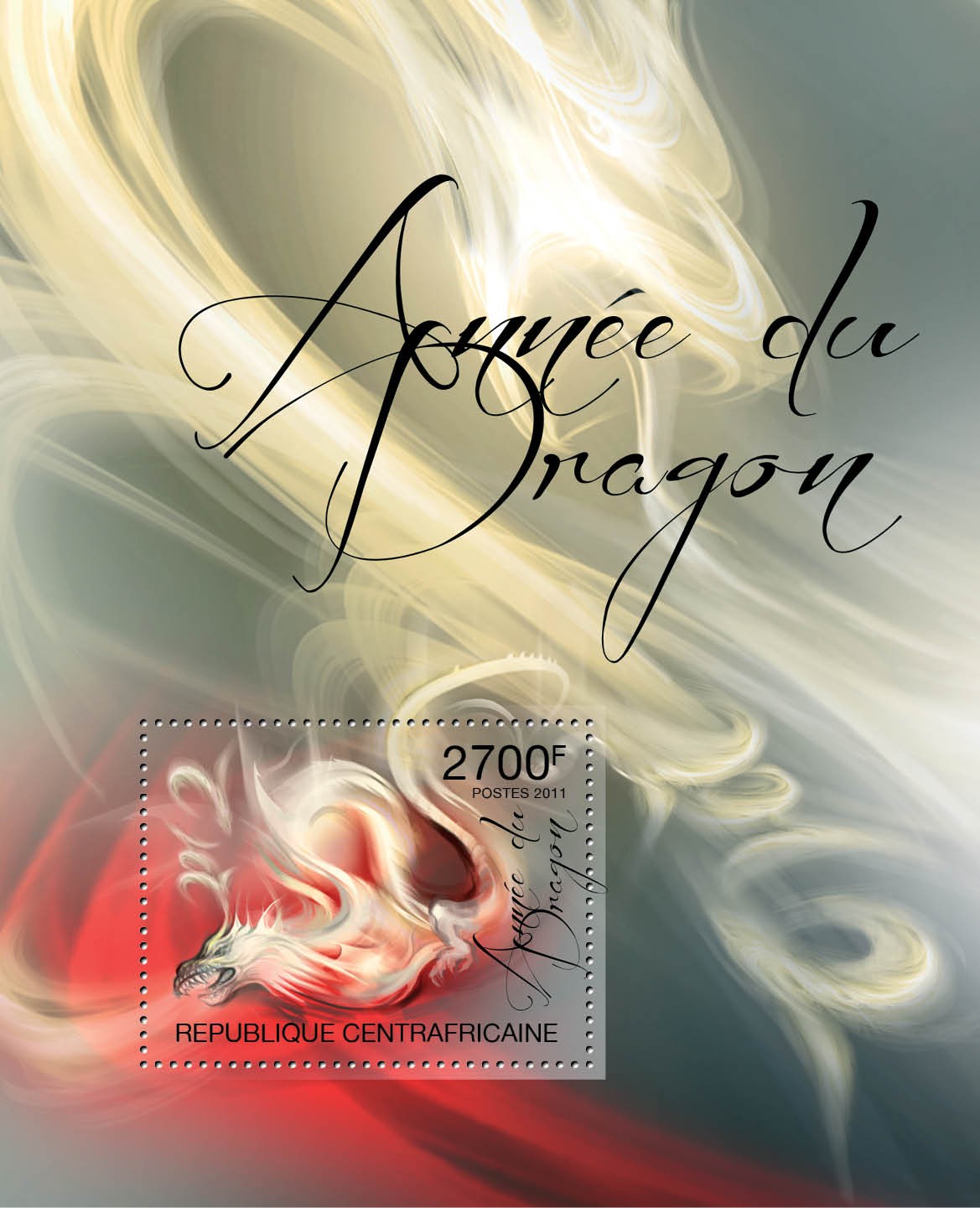 2012 Year of Dragon. - Issue of Central African republic postage stamps