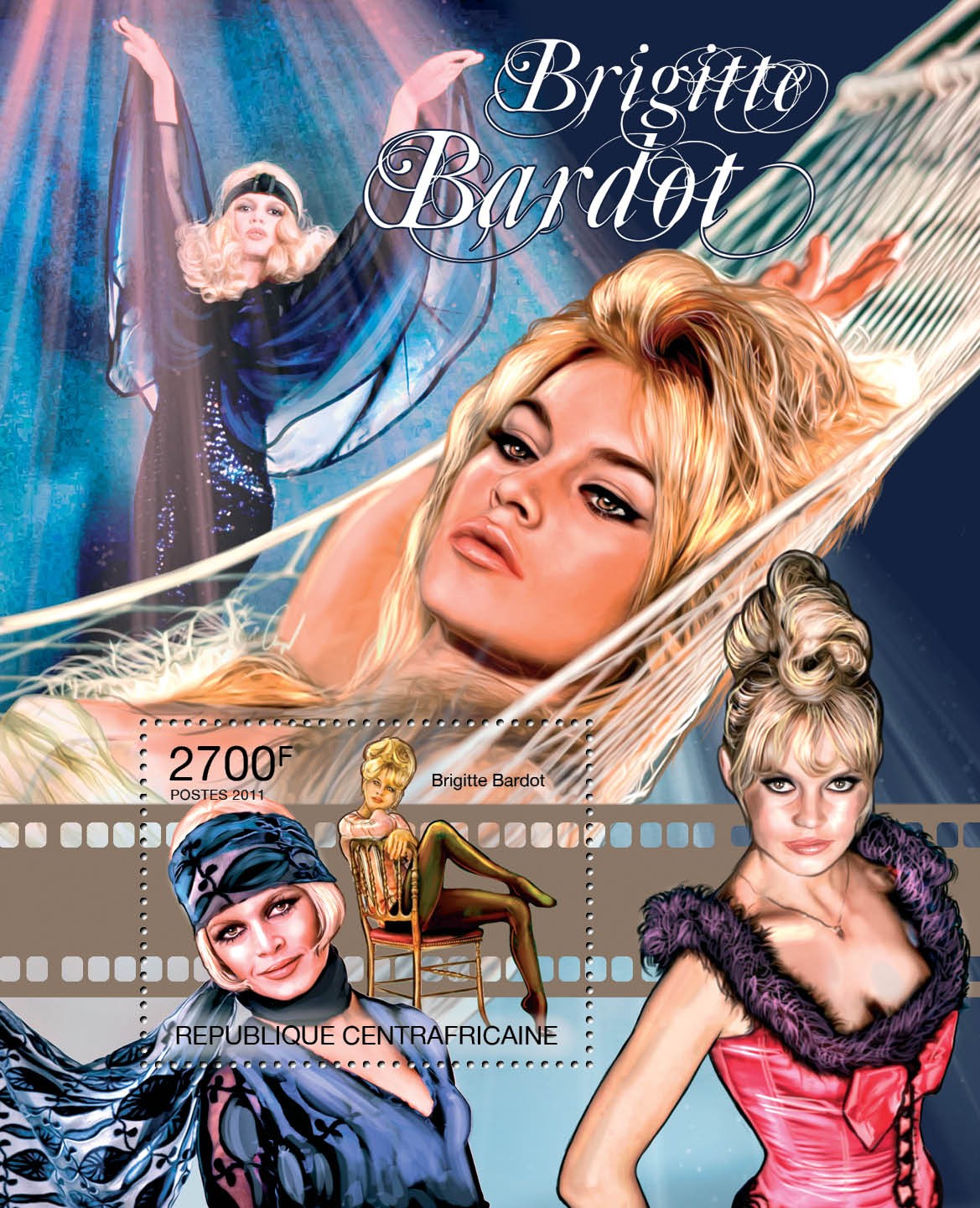 Brigitte Bardot. - Issue of Central African republic postage stamps