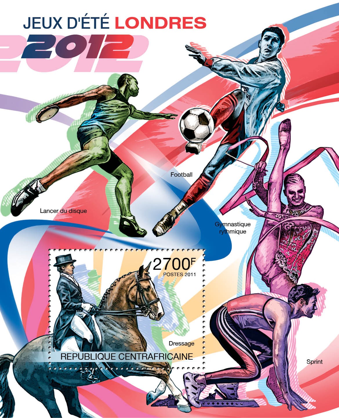 Summer Olympic Games - London 2012. - Issue of Central African republic postage stamps
