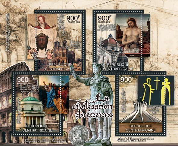 Christian Civilization - Issue of Central African republic postage stamps