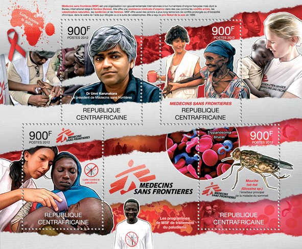 Doctors Without Borders, (Dr. U. Karunakara, Tse Tse). - Issue of Central African republic postage stamps