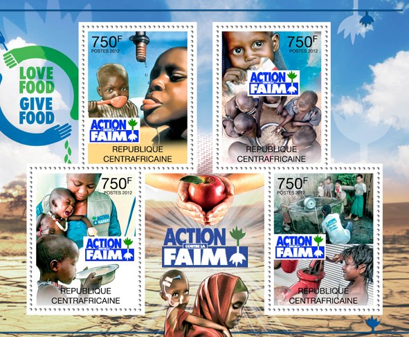 Action Agains Hunger. - Issue of Central African republic postage stamps