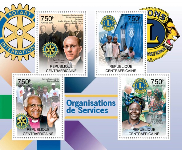 Lions & Rotary - Issue of Central African republic postage stamps