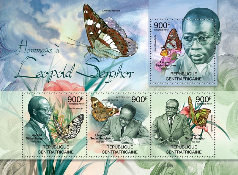 Leopold Senghor & Butterflies. - Issue of Central African republic postage stamps