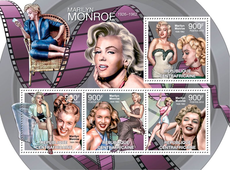 Marilyn Monroe, (1926-1962). - Issue of Central African republic postage stamps