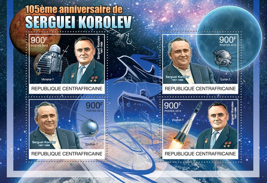 Sergei Korolev (1907-1966), (Space) - Issue of Central African republic postage stamps