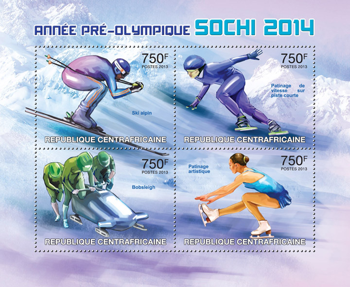 Sochi 2014 - Issue of Central African republic postage stamps