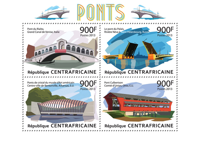 Bridges of the World  - Issue of Central African republic postage stamps