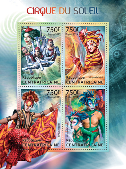Cirque du Soleil - Issue of Central African republic postage stamps