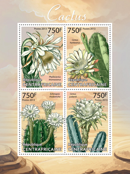 Cactus - Issue of Central African republic postage stamps