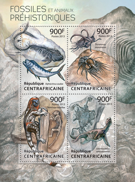 Fossils & Prehistoric Animals - Issue of Central African republic postage stamps