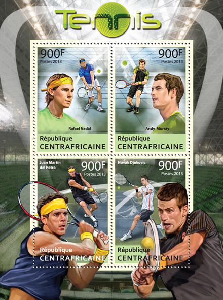Tennis - Issue of Central African republic postage stamps