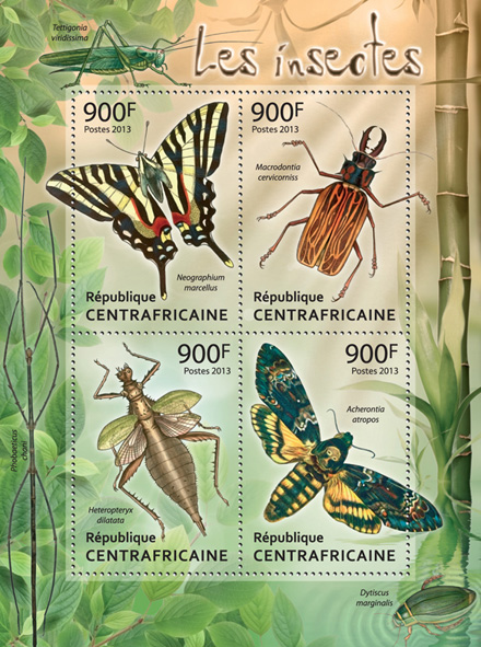 Insects - Issue of Central African republic postage stamps