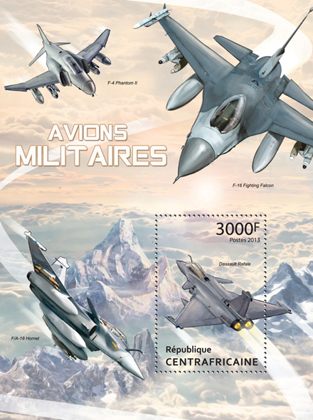 Military Planes - Issue of Central African republic postage stamps