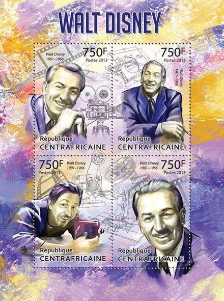Walt Disney - Issue of Central African republic postage stamps