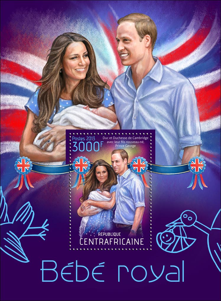 Royal Baby Prince George Alexander Louis - Issue of Central African republic postage stamps