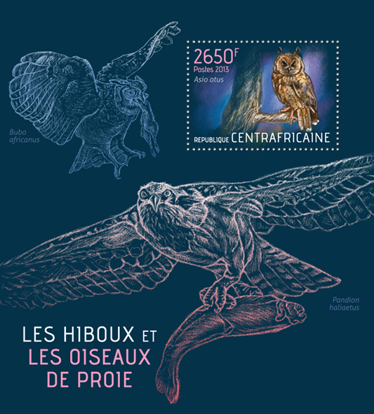 Owls and Birds - Issue of Central African republic postage stamps