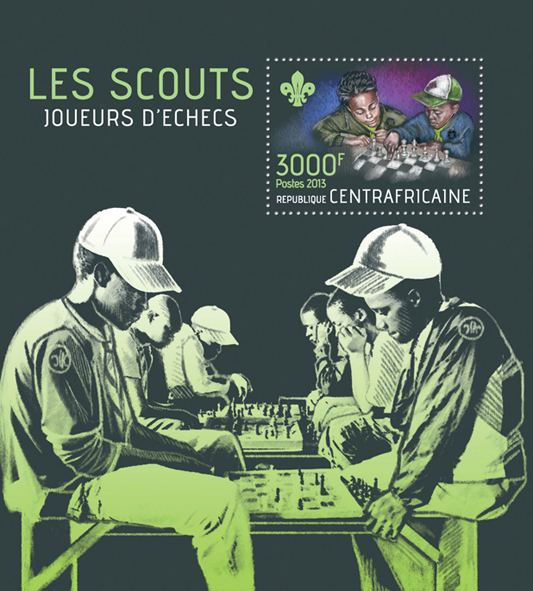 Scouts playing chess - Issue of Central African republic postage stamps