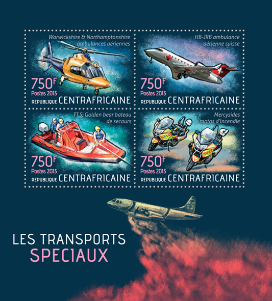Special transport - Issue of Central African republic postage stamps