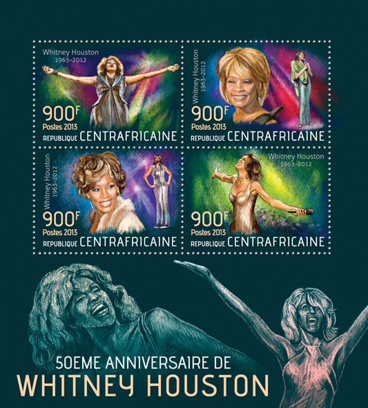 Whitney Houston - Issue of Central African republic postage stamps
