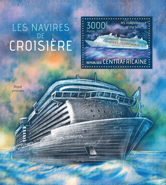 Cruise ships - Issue of Central African republic postage stamps