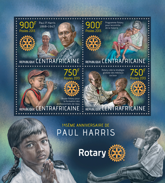 Paul P. Harris - Issue of Central African republic postage stamps