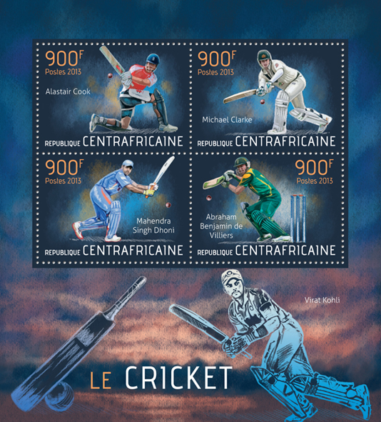 Cricket - Issue of Central African republic postage stamps