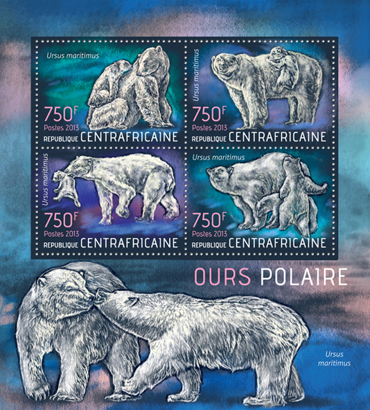 Polar bears - Issue of Central African republic postage stamps
