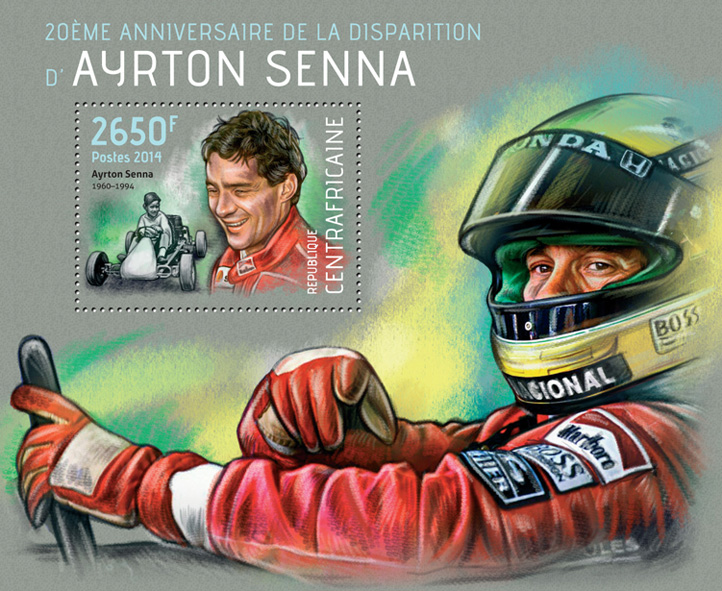 Ayrton Senna - Issue of Central African republic postage stamps