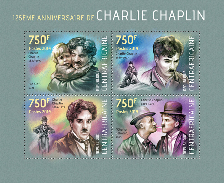 Charlie Chaplin - Issue of Central African republic postage stamps