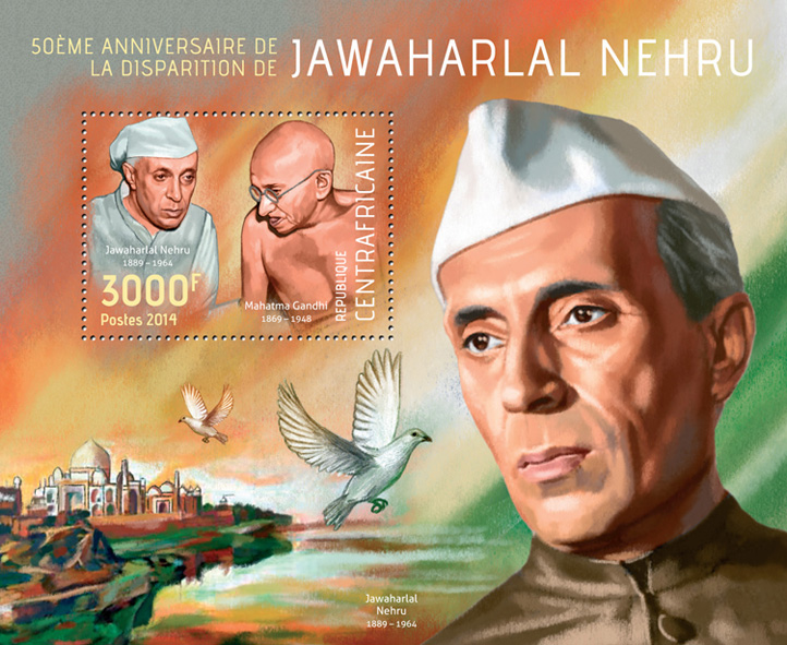Jawaharlal Nehru - Issue of Central African republic postage stamps