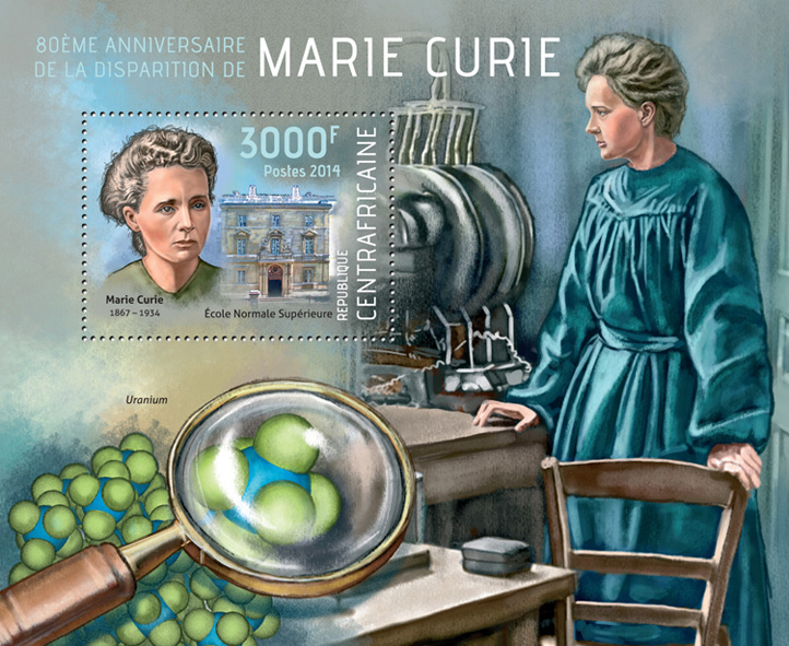 Marie Curie - Issue of Central African republic postage stamps