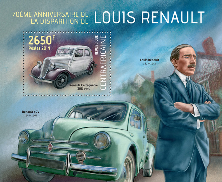 Louis Renault  - Issue of Central African republic postage stamps
