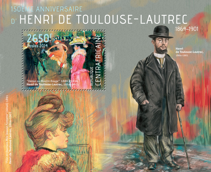 Henri de Toulouse-Lautrec - Issue of Central African republic postage stamps