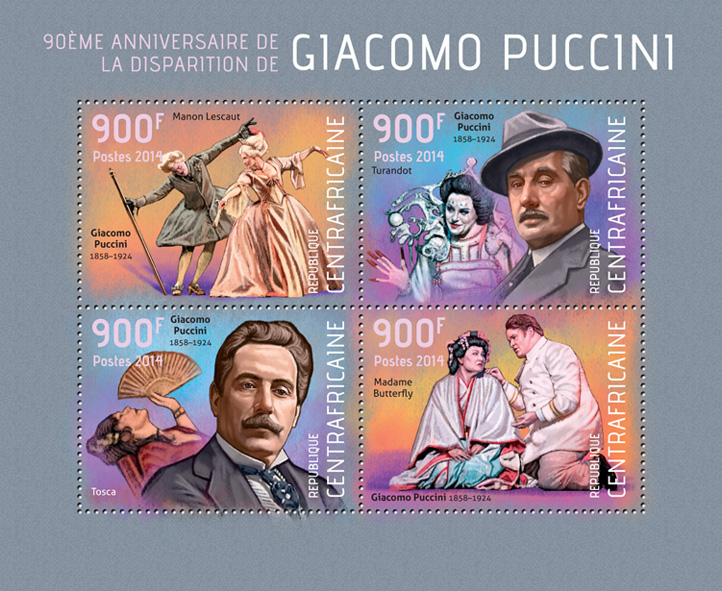 Giacomo Puccini - Issue of Central African republic postage stamps