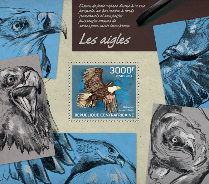 Eagles - Issue of Central African republic postage stamps