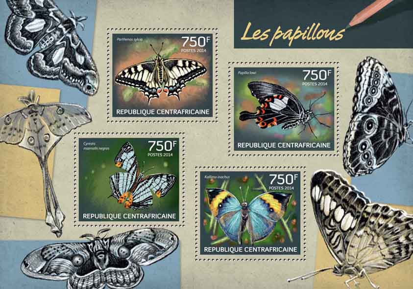 Butterflies I - Issue of Central African republic postage stamps