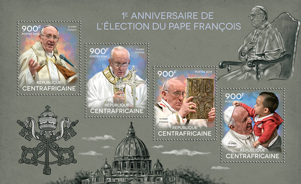 Pope Francis  - Issue of Central African republic postage stamps