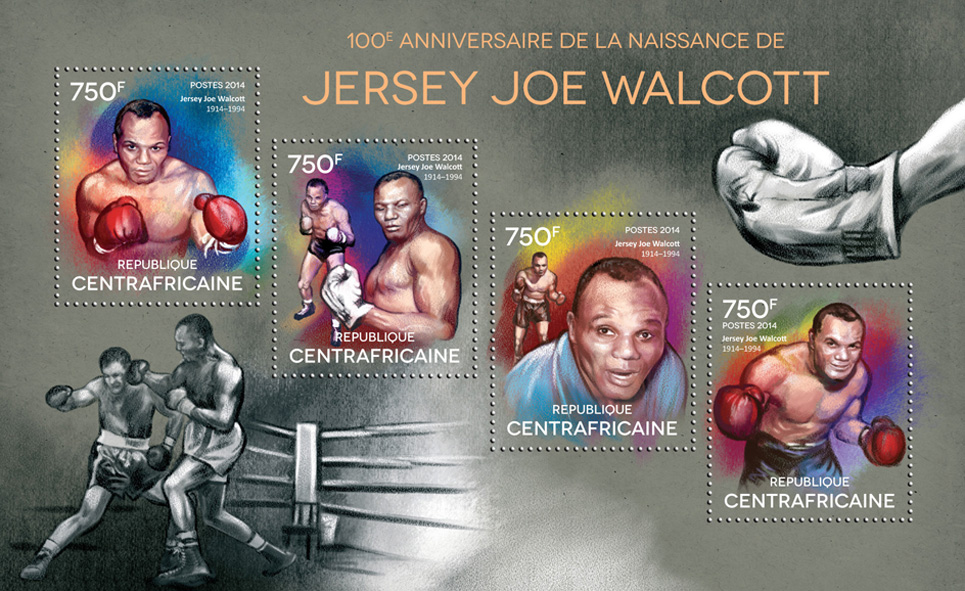 Jersey Joe Wallcot - Issue of Central African republic postage stamps