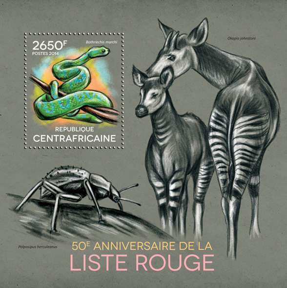 Red List - Issue of Central African republic postage stamps