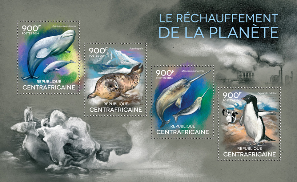 Global warming - Issue of Central African republic postage stamps