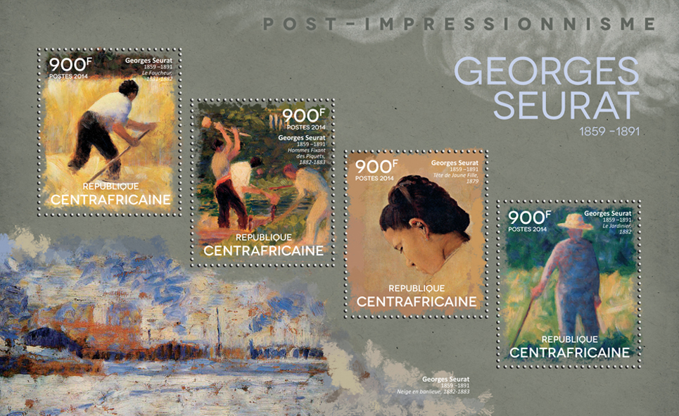 Georges Seurat  - Issue of Central African republic postage stamps