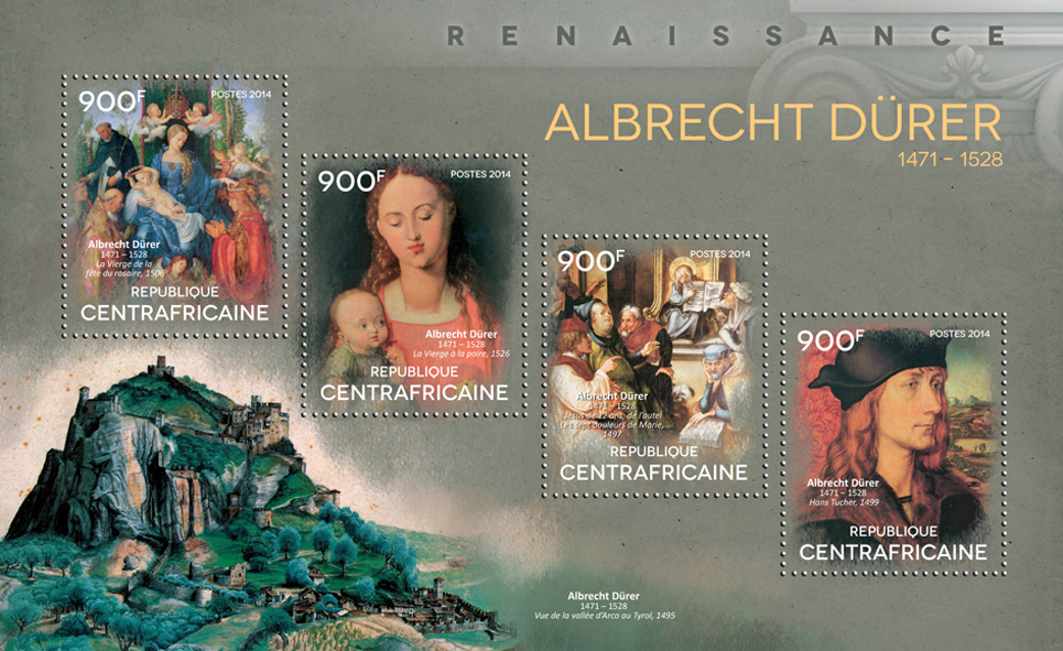 Albrecht Dürer  - Issue of Central African republic postage stamps
