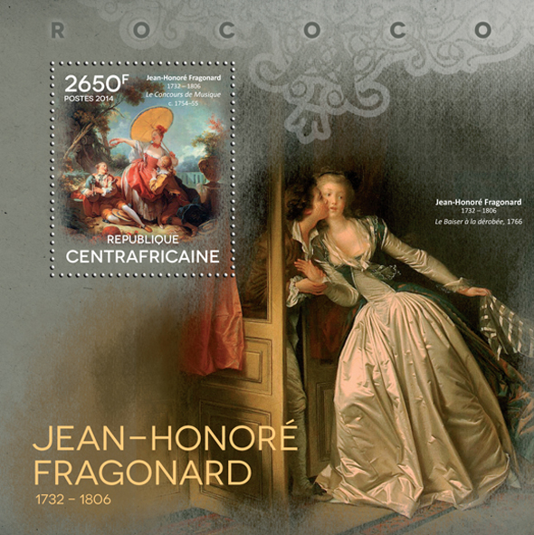 Jean-Honoré Fragonard - Issue of Central African republic postage stamps