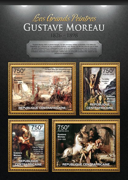 Gustave Moreau - Issue of Central African republic postage stamps