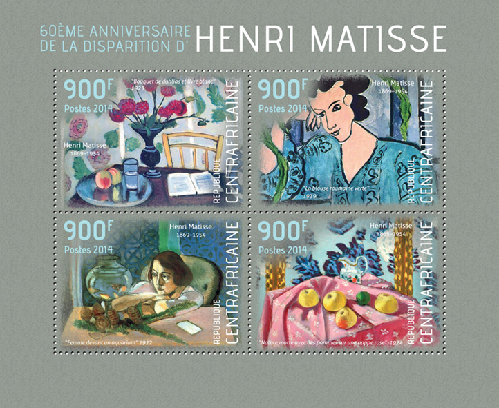 Henri Matisse - Issue of Central African republic postage stamps