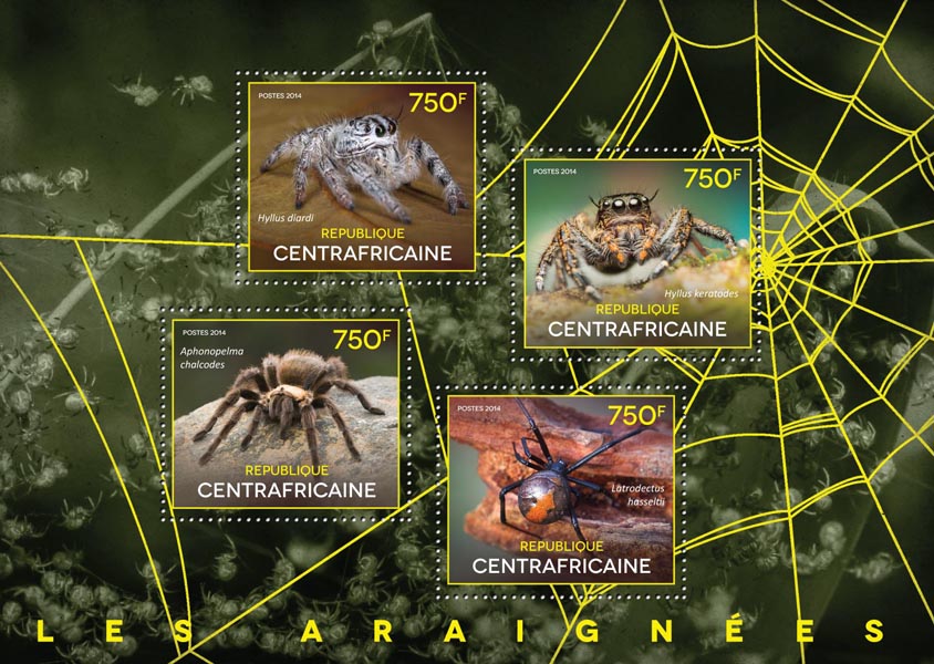 Spiders - Issue of Central African republic postage stamps